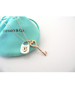 Tiffany Co Silver 18K Rose Gold Heart Key Locks Necklace Pendant Charm G... - £1,440.72 GBP