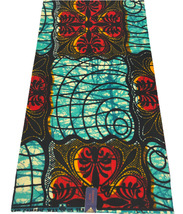  Bright Sky Blue, Red, Tealish Blue, Yellow, and White Mix of African Fabric Cam - £25.80 GBP