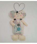 Handmade primitive shabby chic quilt fabric wall hanging stuffed bunny r... - $19.75