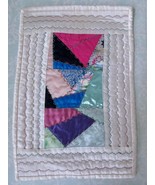 Vintage Silk Satin Crazy Quilt Doll Coverlet Metallic Machine Embroidery... - £15.80 GBP