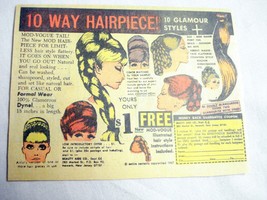 1969 Color Ad 10 Way Hairpiece Mod-Vogue Tail Beauty Aids Co. , Newark, ... - $7.99