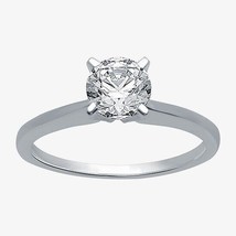 1 KT Rotondo Diamanti Finti Fidanzamento Solitario Anello 14K Oro Bianco Cromato - £68.02 GBP
