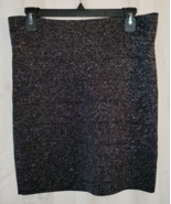 NEW WOMENS ROCK &amp; REPUBLIC SPARKLY BLACK PONTE KNIT PULL ON SKIRT  SIZE L - $648.73 MXN