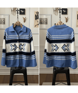 Vintage Southwestern Indian Button Blanket Print Poncho OSFM - €33,37 EUR