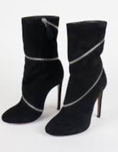 NEW Azzedine Alaia Black Suede Spiral Zipper Ankle Boots 39.5 (9.5) - £357.61 GBP