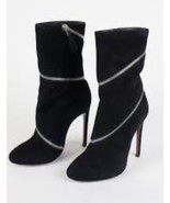 NEW Azzedine Alaia Black Suede Spiral Zipper Ankle Boots 39.5 (9.5) - $614.10 CAD