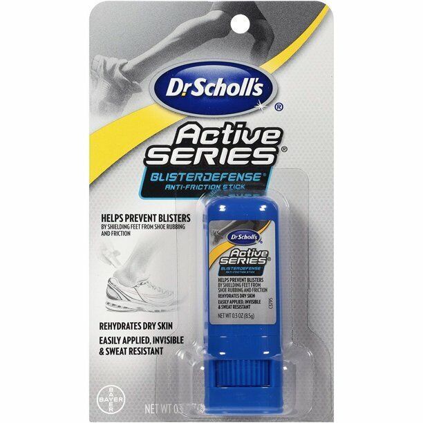 dr. scholl's active series blister defense 2 pack anti-friction stick .3oz new