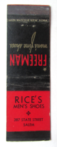 Rice&#39;s Men&#39;s Shoes - Salem, Oregon 20 Strike Matchbook Cover Freeman Shoes Ad OR - £1.58 GBP