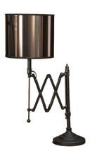 Foldable Table Lamp with PVC Shade 26&quot; High Brown Metal Home Decor Office Study - £79.12 GBP