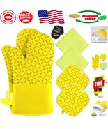 Ultimate 6-Piece Cooking Set: High Heat Resistant Yellow Oven Mitts &amp; Po... - $812.19 MXN