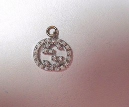 Gucci 18K White Gold Diamond Love Britt Double G Icon Pendant For Necklace - £965.34 GBP