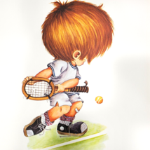 70s Little Boy Sports Wall Art Print Child Tennis Star 11x14 Lithograph ... - £3.41 GBP