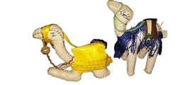 2 Handmade 1993 Egyptian Camel Stitched Faux Leather Toy With Fringe - $14.85