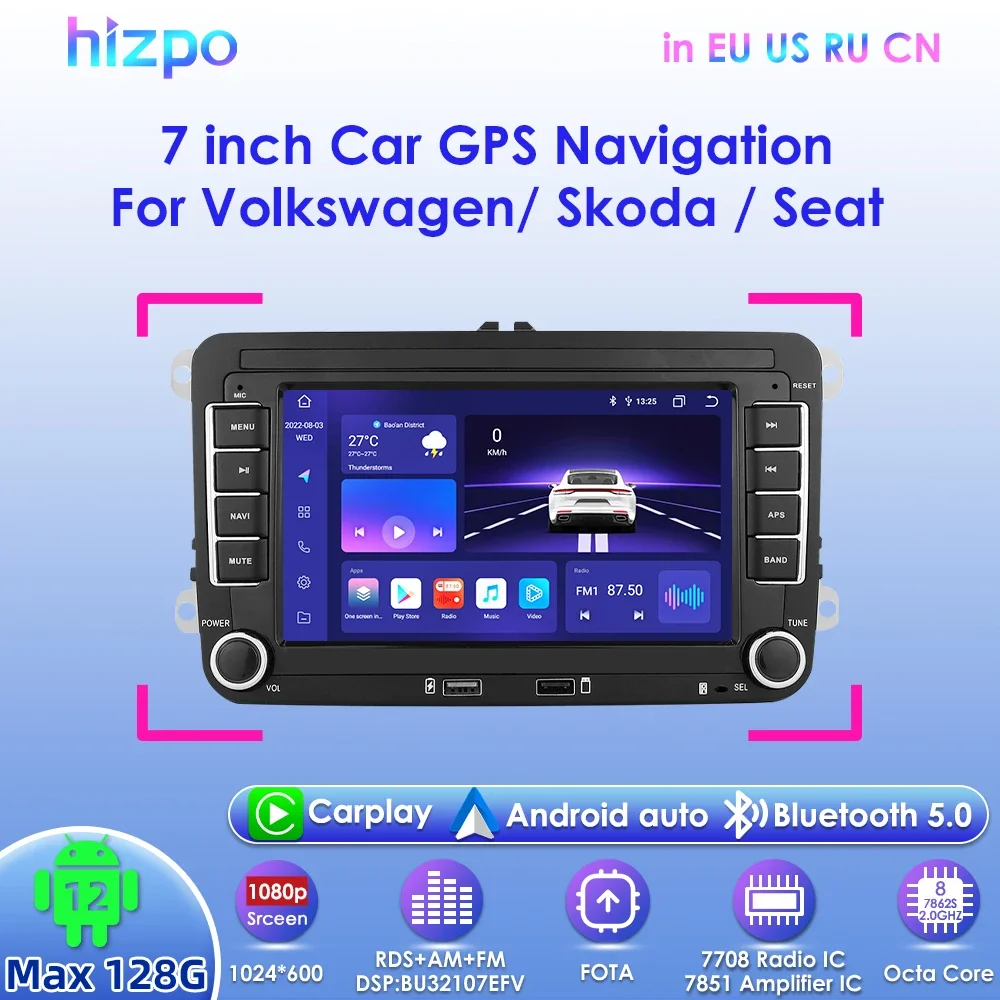 CarPlay Android Car Radio GPS For VW/Volkswagen Golf 5 6 Passat B7 B6 Skoda Seat - £2,106,004.82 GBP+