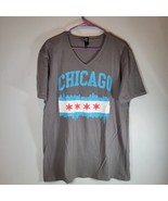 Chicago Shirt Womens Large V Neck Gray Short Sleeve - £11.57 GBP