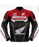 Men Honda CBR Black Red &amp; White Cowhide Leather Motorcycle Jacket with C... - $2,779.74 MXN