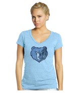 NWT NBA Memphis Grizzlies Women&#39;s Size Large Blue V-Neck Tee Shirt - $323.05 MXN