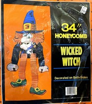 Vintage 1980s Halloween Décor Die Cut 34&quot; Honeycomb Jointed Witch Tissue Dancer - £20.03 GBP