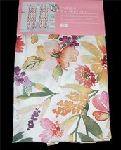 2 Beautiful Watercolor Flowers Pleats &amp; Buttons Window Panels 37&quot; ea x 9... - $82.99