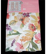 2 Beautiful Watercolor Flowers Pleats &amp; Buttons Window Panels 37&quot; ea x 9... - $82.99