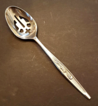 Carlton Swirl Handle Pierced Serving Spoon Stainless Steel VTG Flatware - $12.81