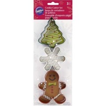Wilton Christmas Shapes Gingerbread Boy Snowflake Tree Metal Cookie Cutter 3 Pc - £4.74 GBP