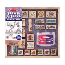Melissa &amp; Doug Stamp-a-Scene Stamp Pad: Fairy Garden - 20 Wooden Stamps,... - £16.57 GBP