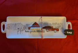Tag HOME FOR THE HOLIDAYS Eathenware Platter and Spreader Set Handled Tray - $49.99