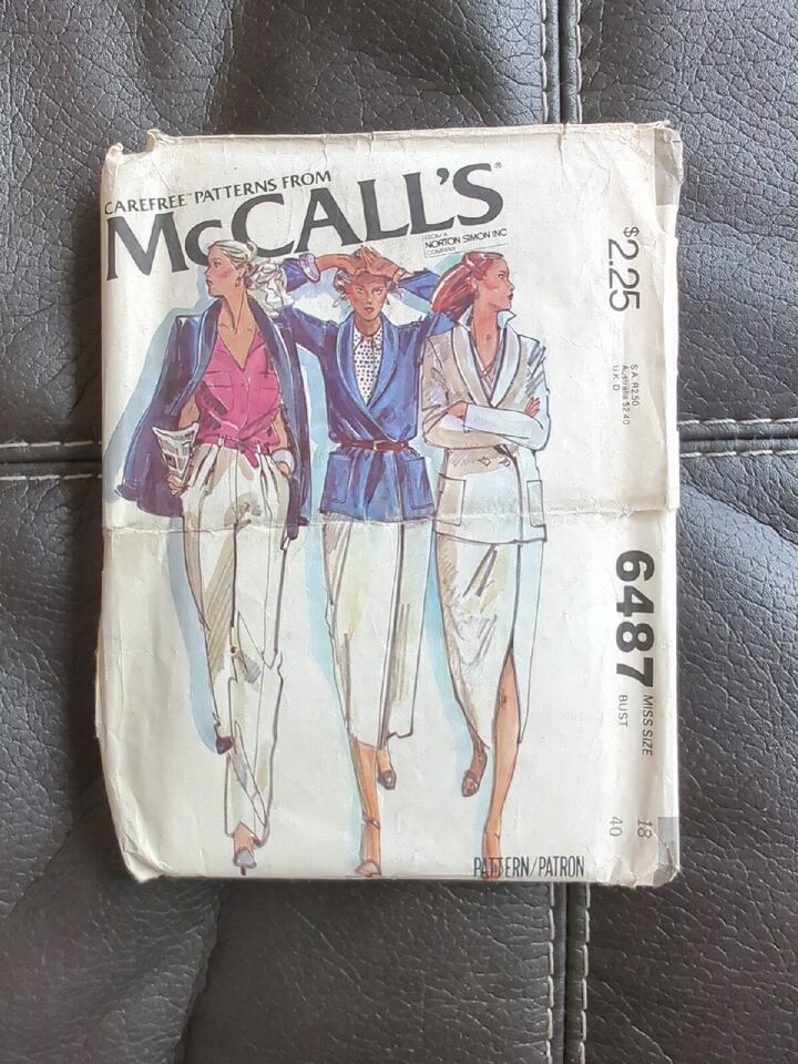 McCall Carefree Sewing Pattern 6487 UC Miss Jacket Skirt Pants Size 18 Bust 40 - $9.49