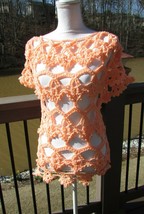 Peach Top/Crochet//Fall/Spring/Summer/Blouse - £30.86 GBP