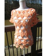 Peach Top/Crochet//Fall/Spring/Summer/Blouse - £30.36 GBP