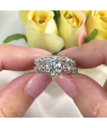 2Pcs Women Wedding Diamond Ring Set 1.25 Ct Vintage Style Art Deco 14k G... - £84.00 GBP
