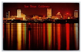 Skyline Night View San Diego California CA UNP Chrome Postcard D21 - £2.33 GBP