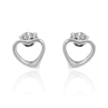 Charming Love Heart Outline .925 Sterling Silver Stud Earrings - £9.76 GBP