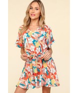 Haptics Tropical Floral Short Sleeve Tied Romper - $67.72 CAD