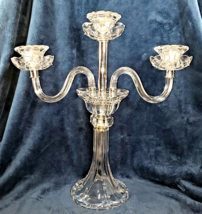 Elegant Cut Lead Crystal Three Candle Clear Candelabra VTG Made in Polan... - $149.99