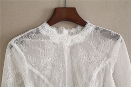 White 3/4 Sleeve Short Lace Tops Bridal Bridesmaid Shirt Boho wedding Plus Size image 2