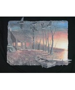 Vtg Canadian Geese Cabin Truck Rowboat Lake Pond Sunset Sunrise T-shirt NOS - £15.89 GBP