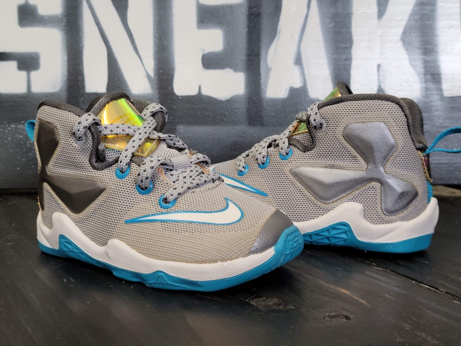 Gray and blue lebrons hotsell