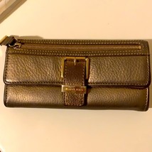 Michael Kors Leather Clutch Wallet Metallic Gold - $34.99