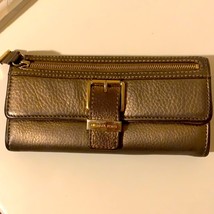 Michael Kors Leather Clutch Wallet Metallic Gold - £28.05 GBP