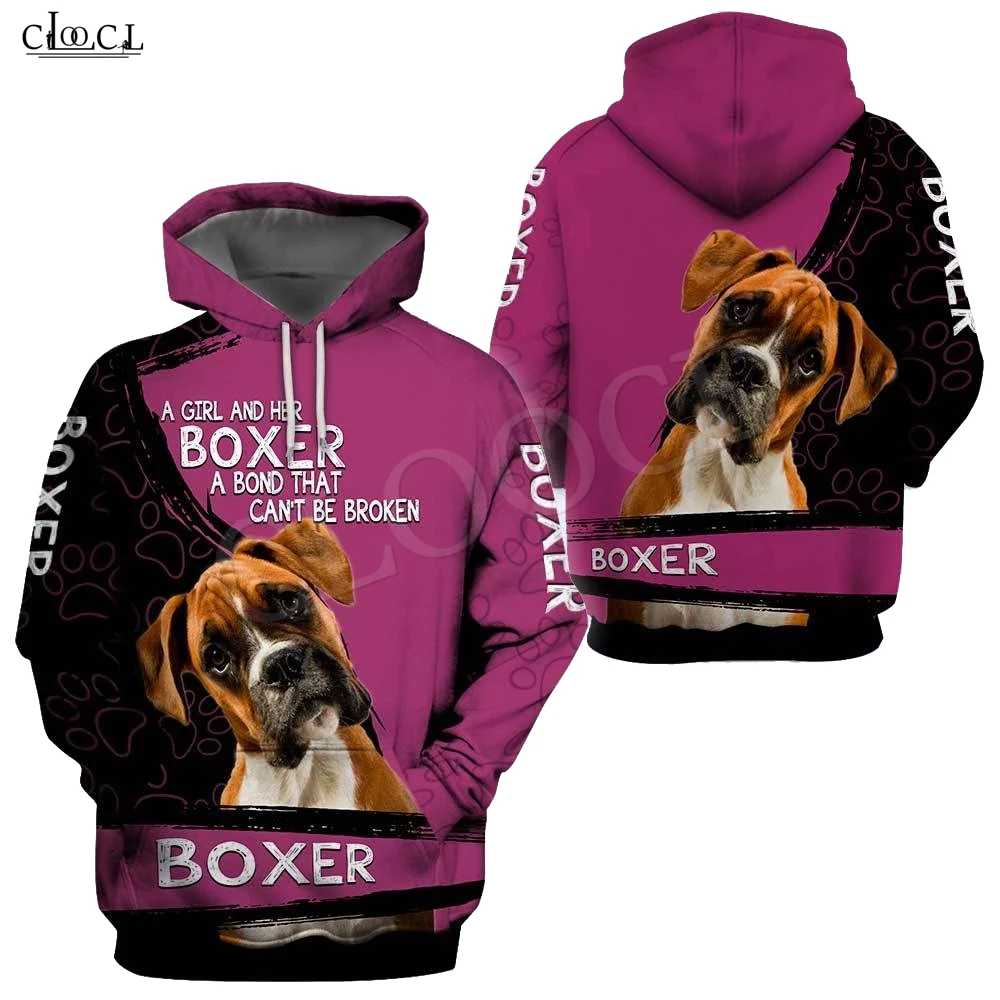 2021 Fashion A Girl and Her Boxer Dog 3D Print Hoodie Men Women  Casual Pet Dog  - £135.39 GBP