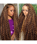 13x6 Highlight Deep Wave Lace Front Wigs Human Hair P4/27 Blonde Wig 210... - $93.05+