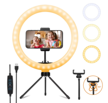 10&#39;&#39; Ring Light with Tripod Stand &amp; Phone Holder - Multicolor Selfie Circle - £11.09 GBP