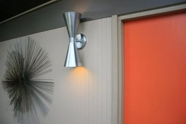 Atomic 60&#39;s style Mid Century Modern Bow Tie Dual Cone Wall Sconce Light Chrome - £75.49 GBP+