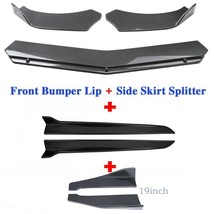 Carbon Fiber 3Pcs Car Front Bumper Lip Spoiler Body Kit + Side Skirt + R... - £70.78 GBP