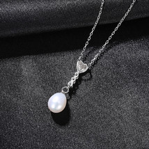 S925 Sterling Silver Pearl Pendant Necklace Women's Fashion Small Love Necklace  - £19.98 GBP