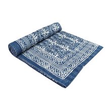 Traditional Jaipur Indigo Print Kantha Quilt, Hand Stitched Handmade Quilt, Hand - £55.93 GBP