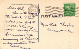 Vtg Postcard Map Greetings Martha&#39;s Vineyard Island Mass. Postmrked 1945 - £7.70 GBP