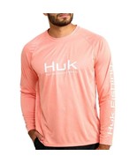 HUK Men&#39;s Vented Pursuit Long Sleeve Fishing Shirt Size Medium Coral UPF 50 - $39.66 CAD